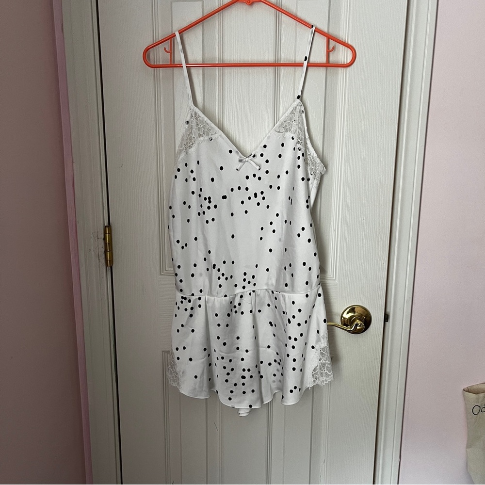 Kate Spade Black and White Polka Dot Sleep Romper